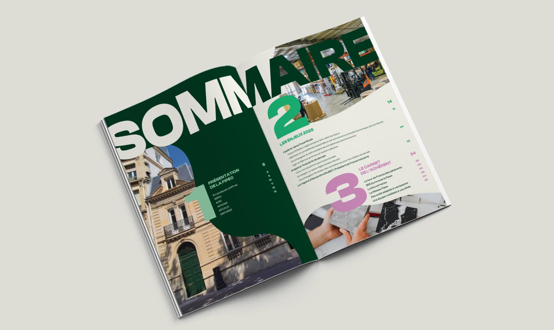 Rapport d'activité FIPEC ouvert sur la page sommaire